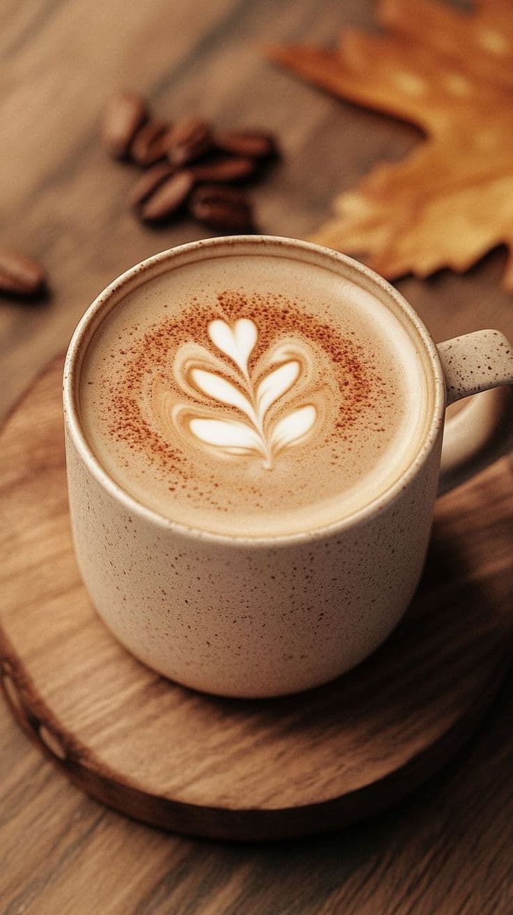 A latte on a moody cafe table at Cafe Tria