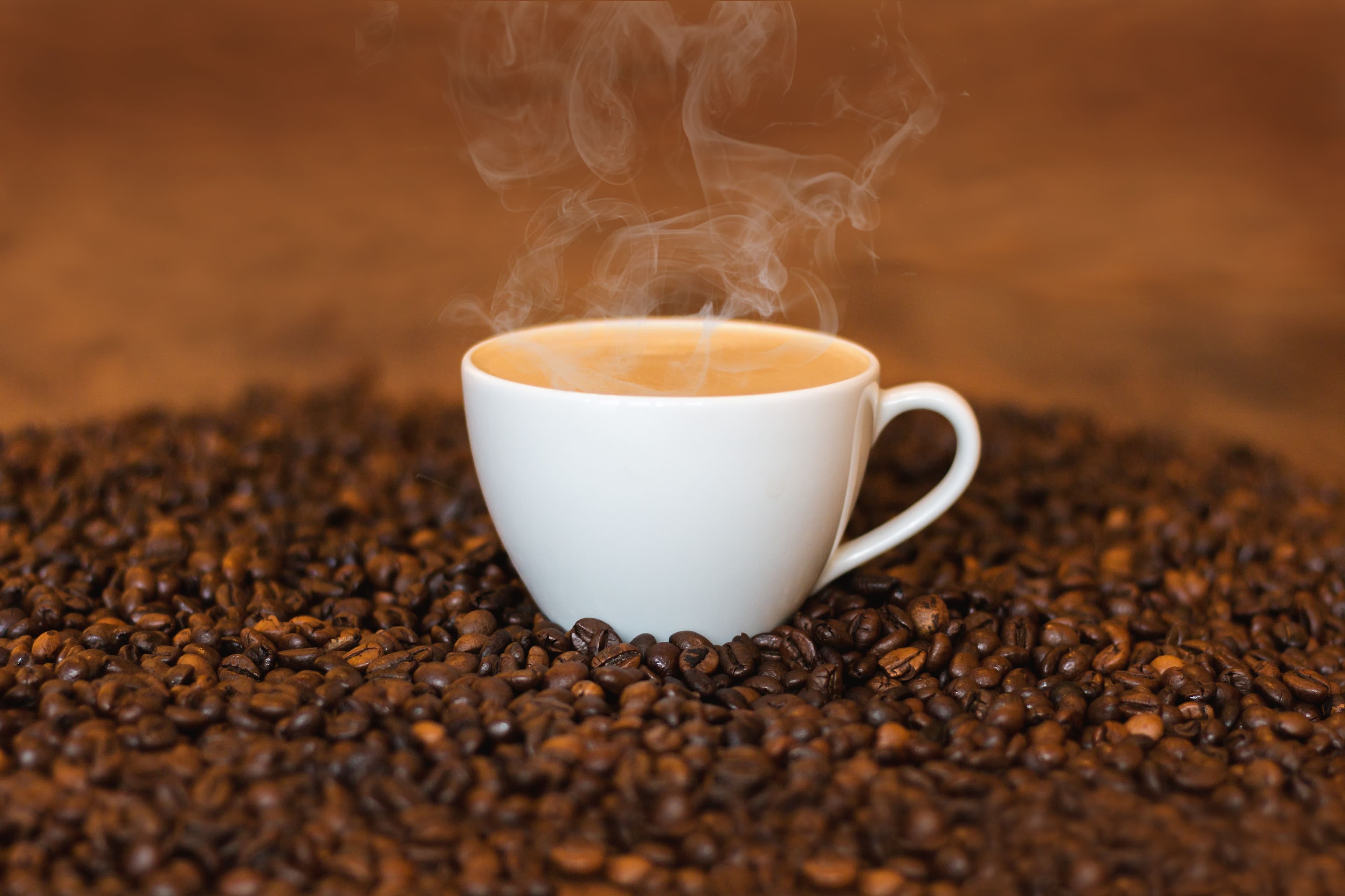 A hot cup of freshly brewed coffee